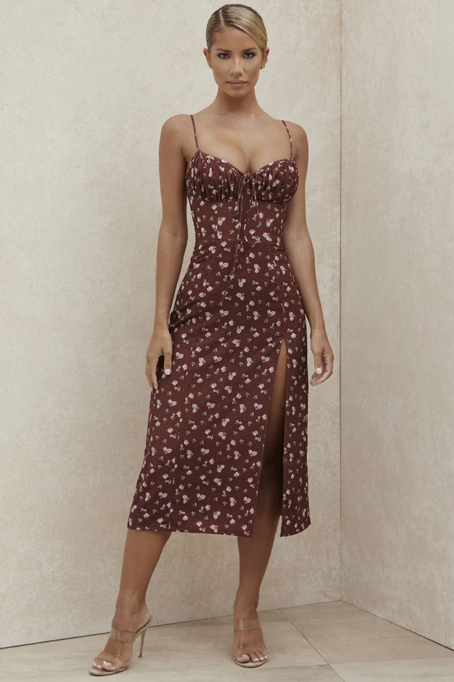 Floral Bustier Midi Dress - Image 5