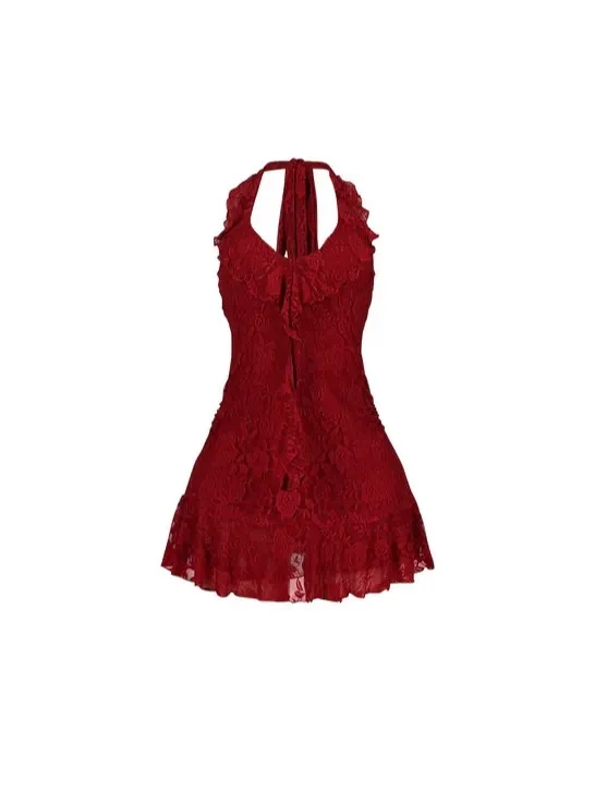 Floral Lace Dress With Flowing Ribbons
