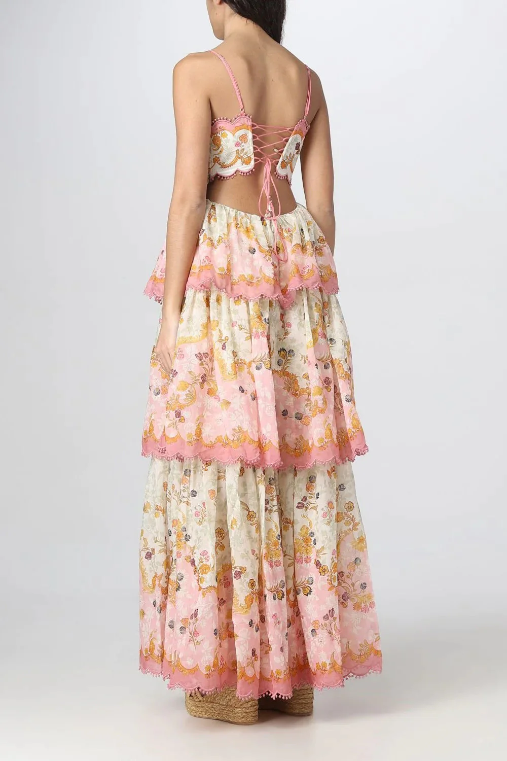 Floral Lace-Trim Midi Dress In Pink - Image 4