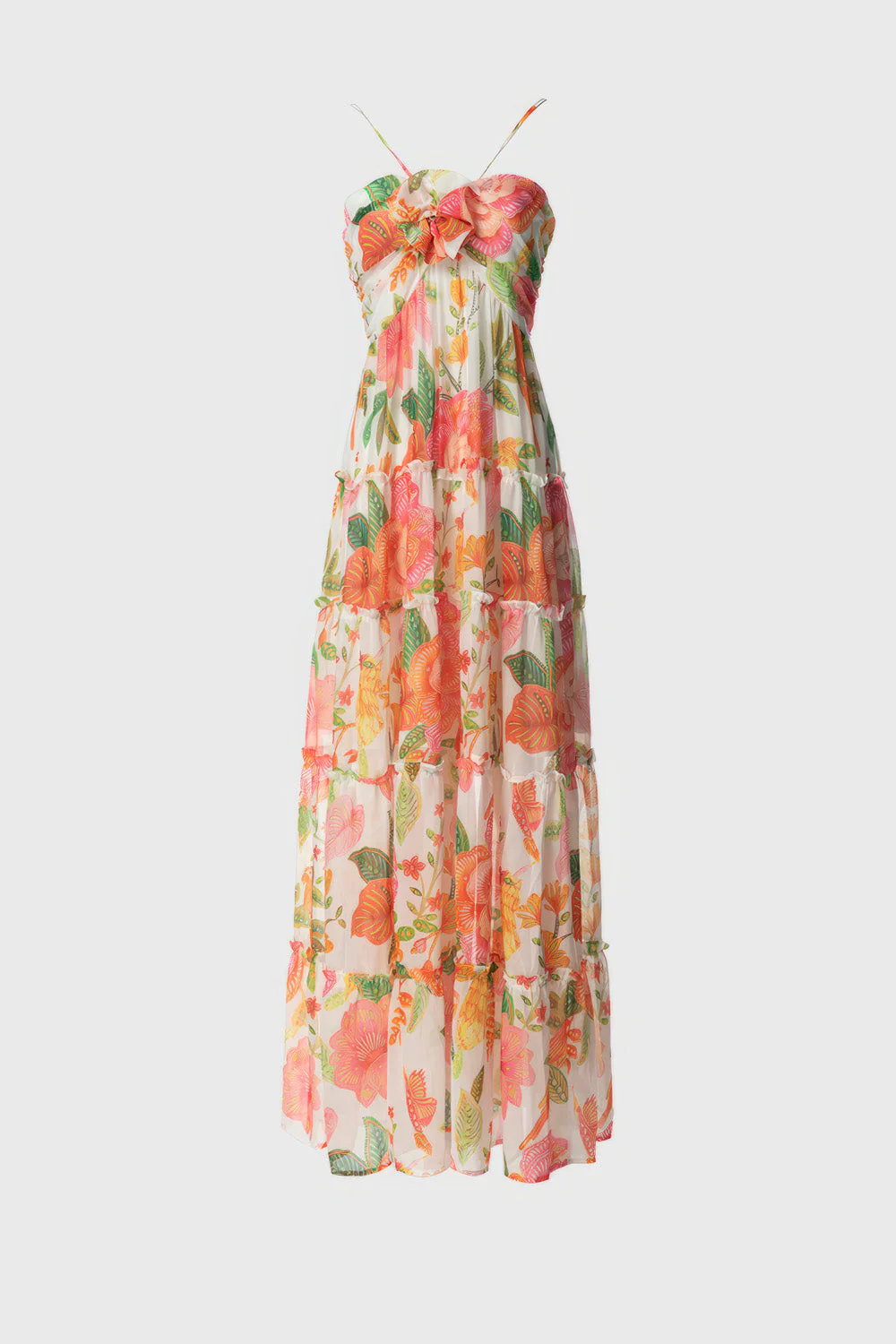 Floral Maxi Dress with Halter Neck - White - Image 2