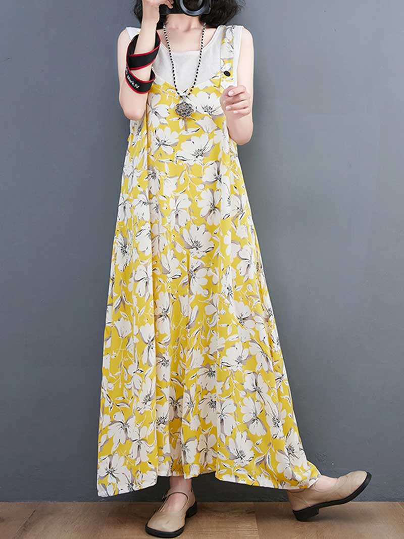 Floral Print Cotton Wide-Leg Overall Jumpsuit - Image 8