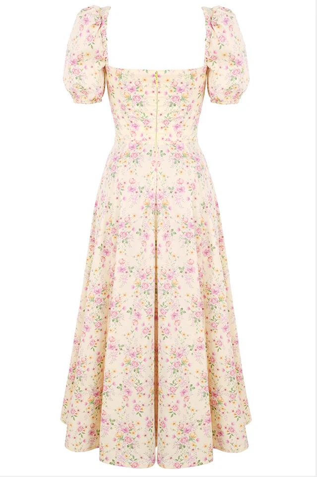 Floral Puff Sleeve Boho Midi Dress - Image 6