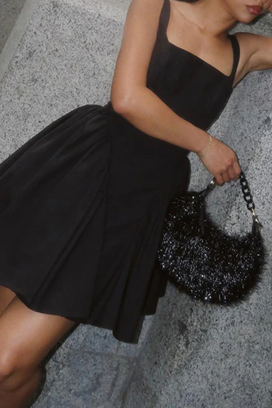 Floriane Peach Bow Mini Dress - Black - Image 3