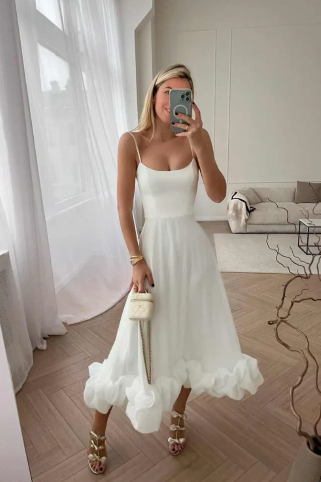 Flounce Bustier Midi Dress - Image 12