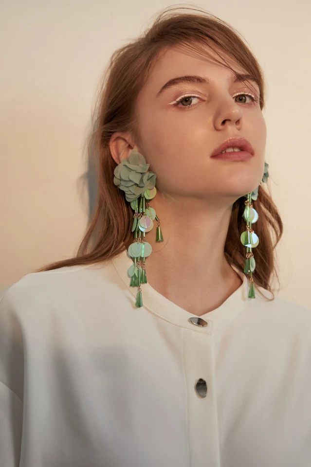 Flower Sequin Earrings - Image 3