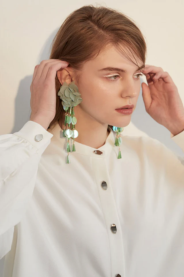Flower Sequin Earrings - Image 6