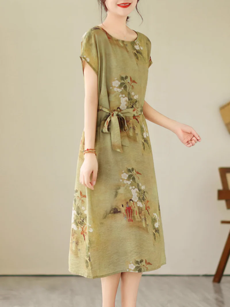 Flowy Lightweight Loose Midi Dress - Image 2