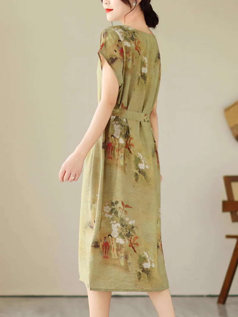 Flowy Lightweight Loose Midi Dress - Image 4