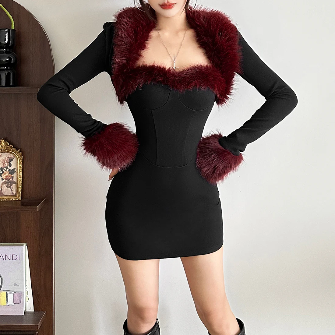 Fluffy A-Line Dress - Image 3