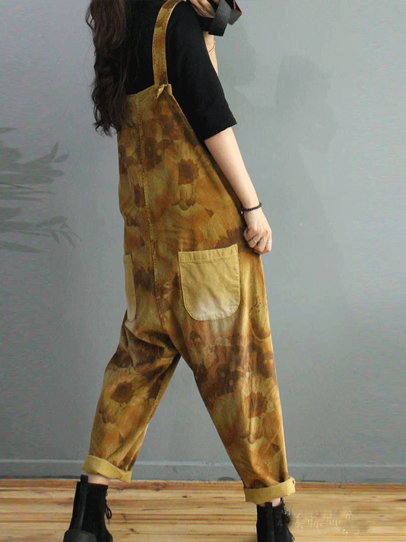 Foggy Season Cotton Tie-Dye Print Overall Dungaree - Image 2
