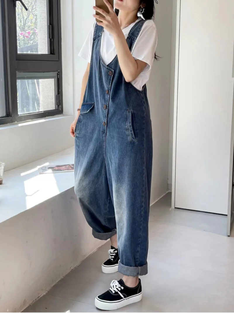 Follow Your Heart Denim Blue High Waist Dungarees - Image 2