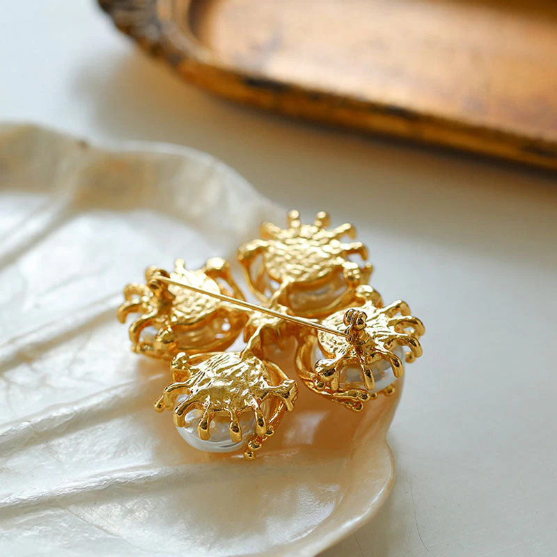 FOR YOU IN FULL BLOSSOM 18K Gold Plated Pearl FLower Bud Brooch - Image 5