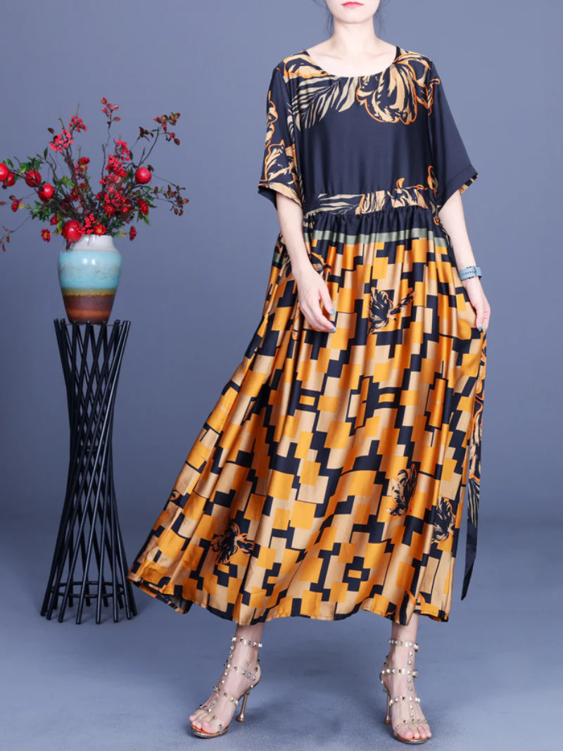 Fragran Round Neck A-line Smock Dress - Image 5