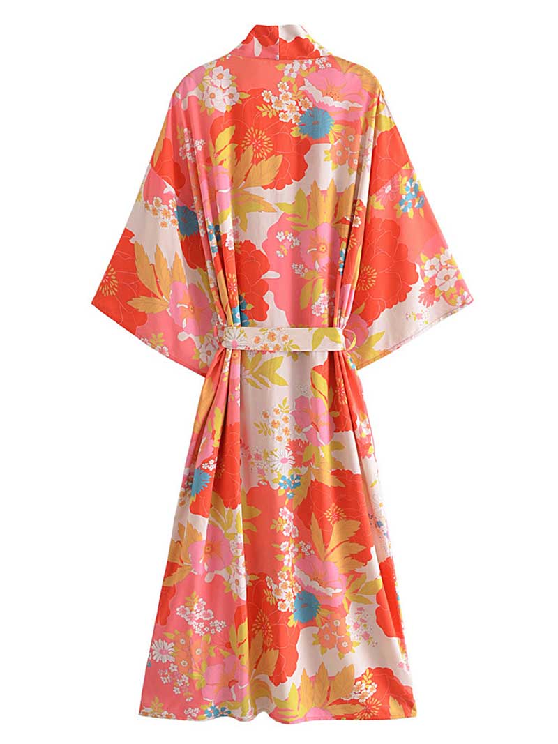 Partywear Gown Robe Floral Print Multicolor Color Cotton Long Length Gown Kimono - Image 2