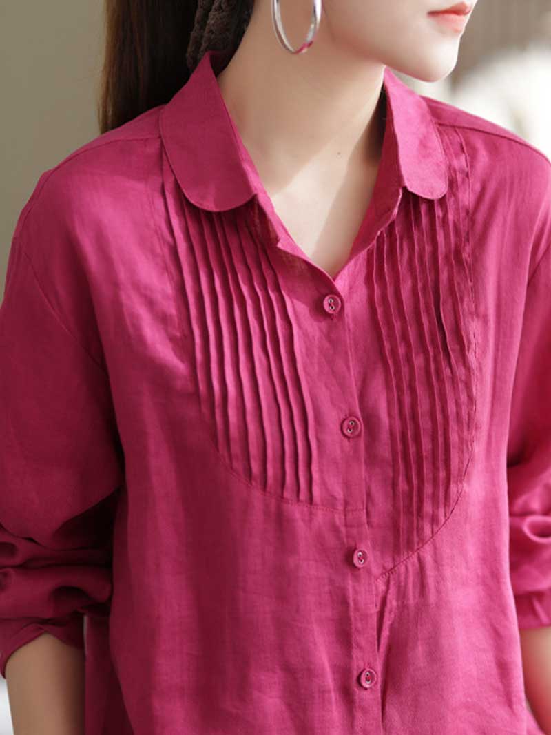 Give Me Reason Pleated Linen Shirt Top - Image 10