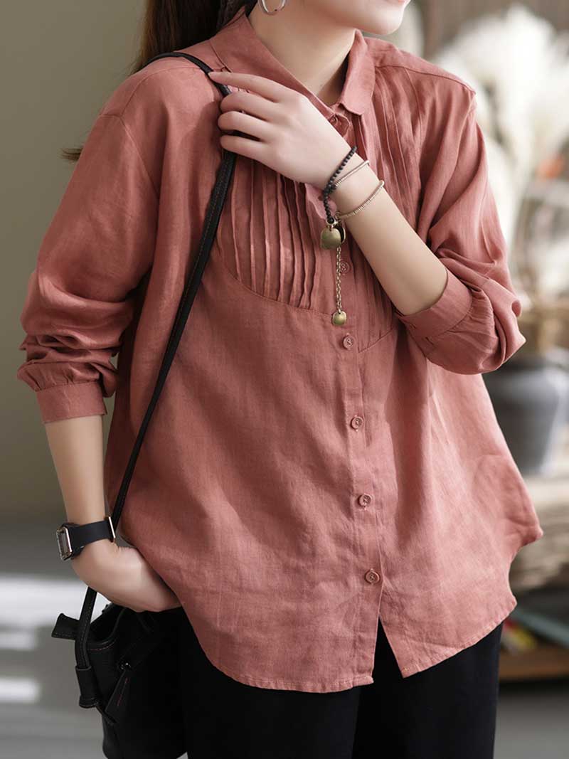 Give Me Reason Pleated Linen Shirt Top - Image 5