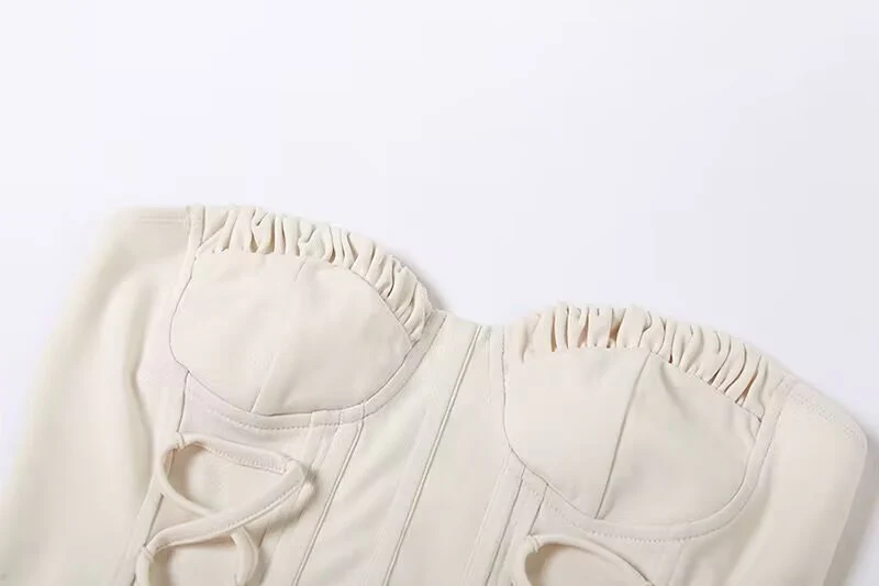 Glitter Lace Up Satin Sweetheart Sleeveless Tube Crop Corset Top - Image 6