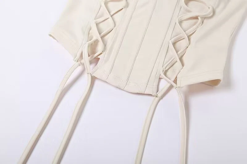 Glitter Lace Up Satin Sweetheart Sleeveless Tube Crop Corset Top - Image 7