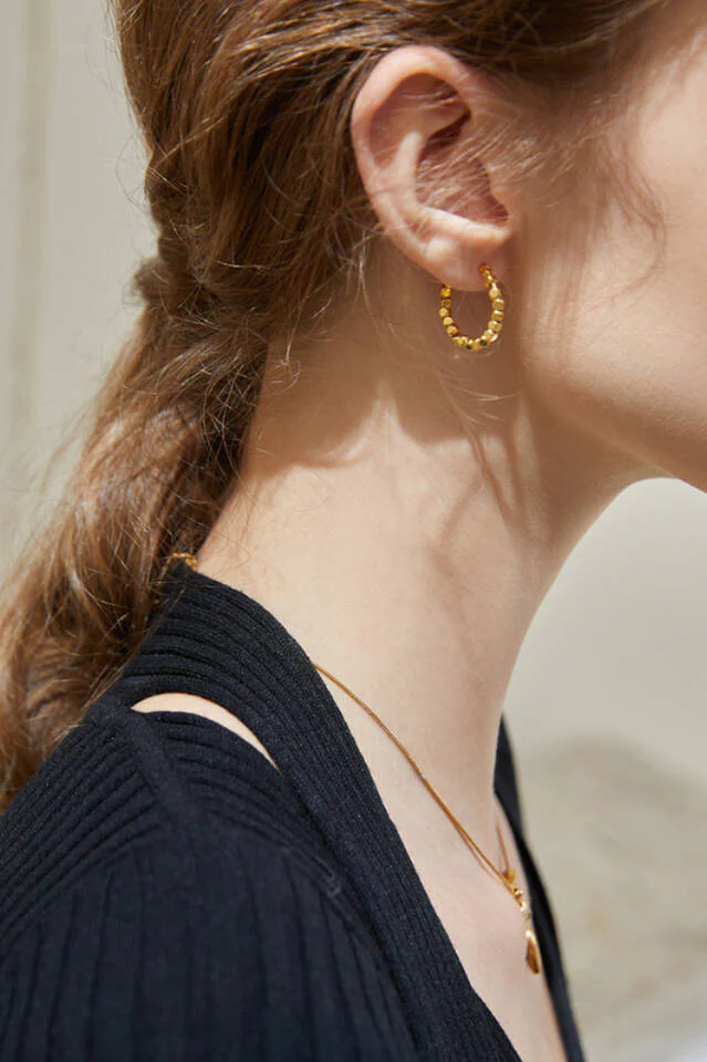 Gold Sugar Cube Hoops - Image 4