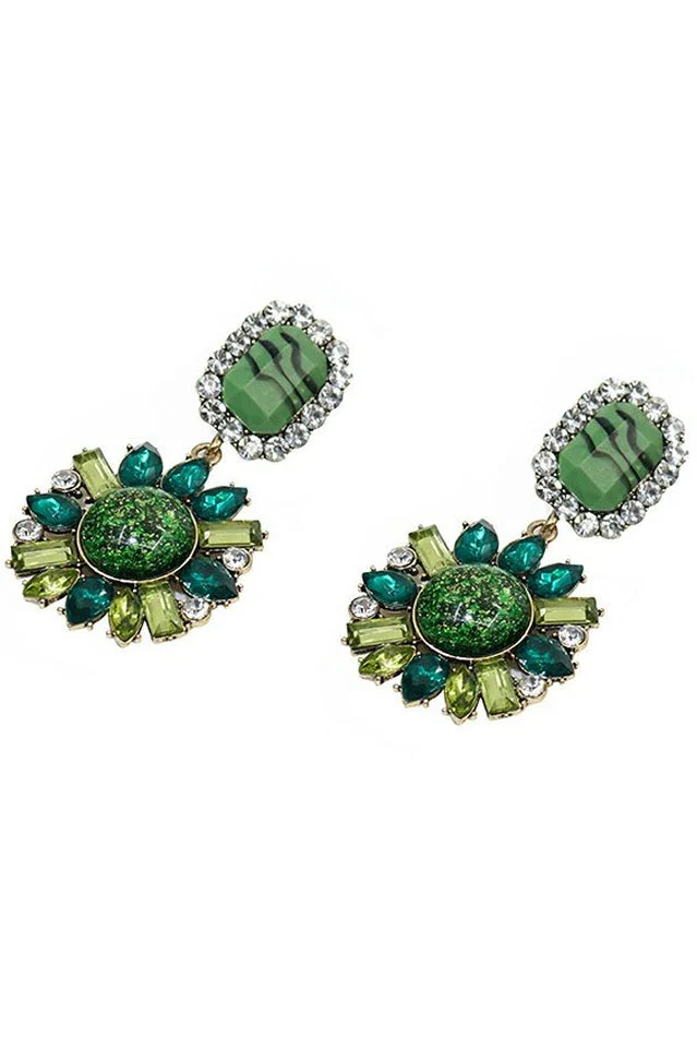 Green Dimond Dangle Earrings - Image 7