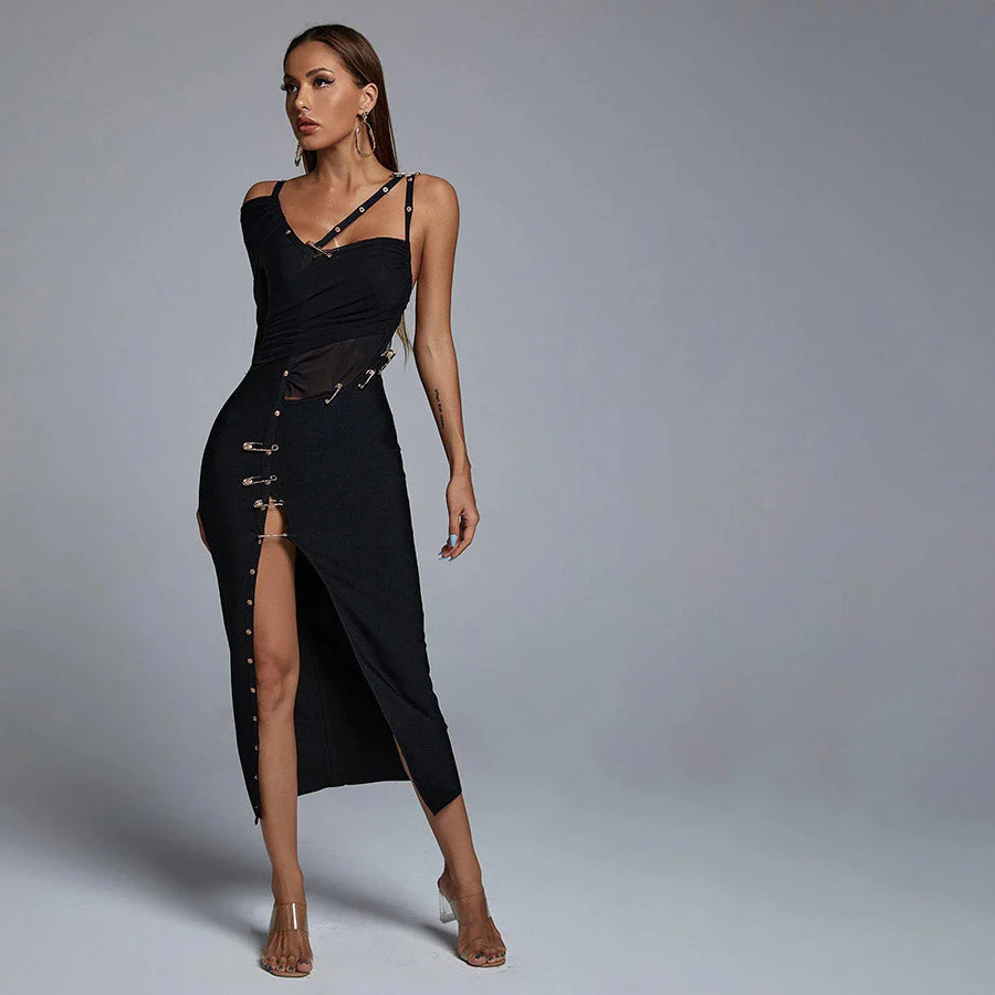 AYAME CLASP PIN HIGH SIDE SLIT MAXI Dress - Image 3