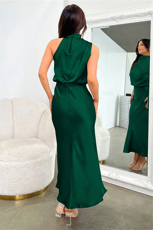 Halter Sleeveless Satin Bridesmaid Dress - Image 24