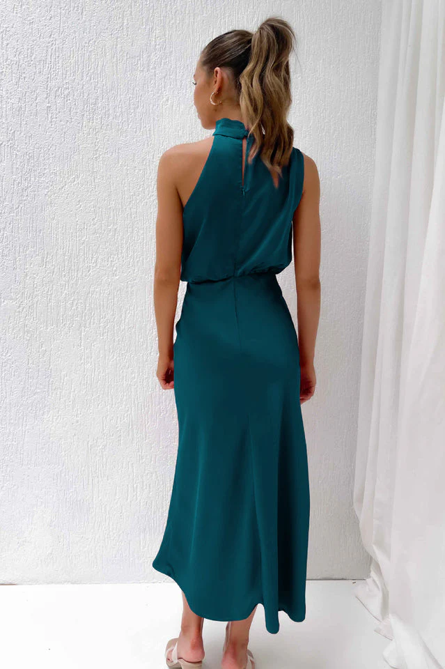 Halter Sleeveless Satin Bridesmaid Dress - Image 32