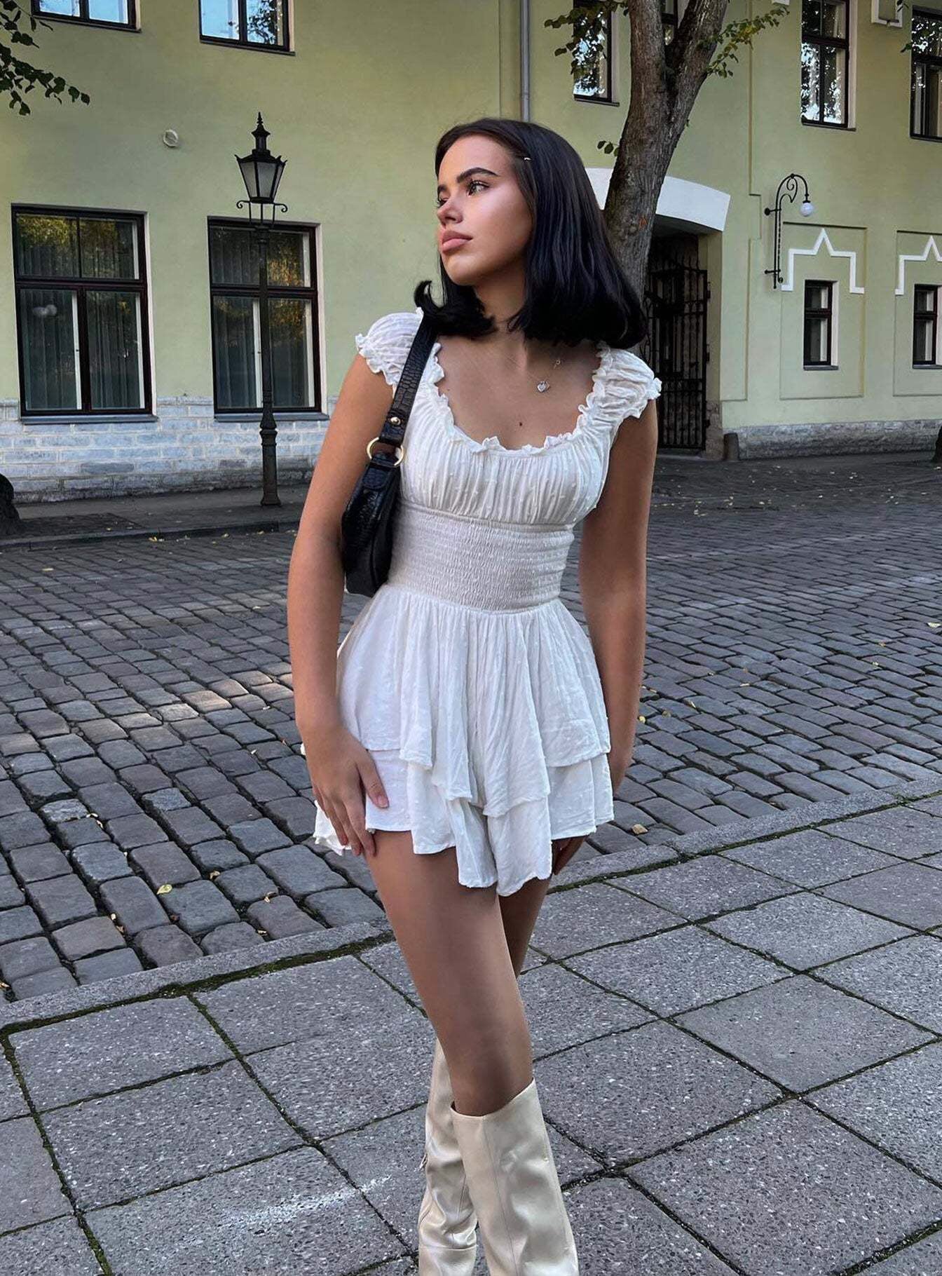 Hameda White Puff Sleeve Mini Dress - Image 5