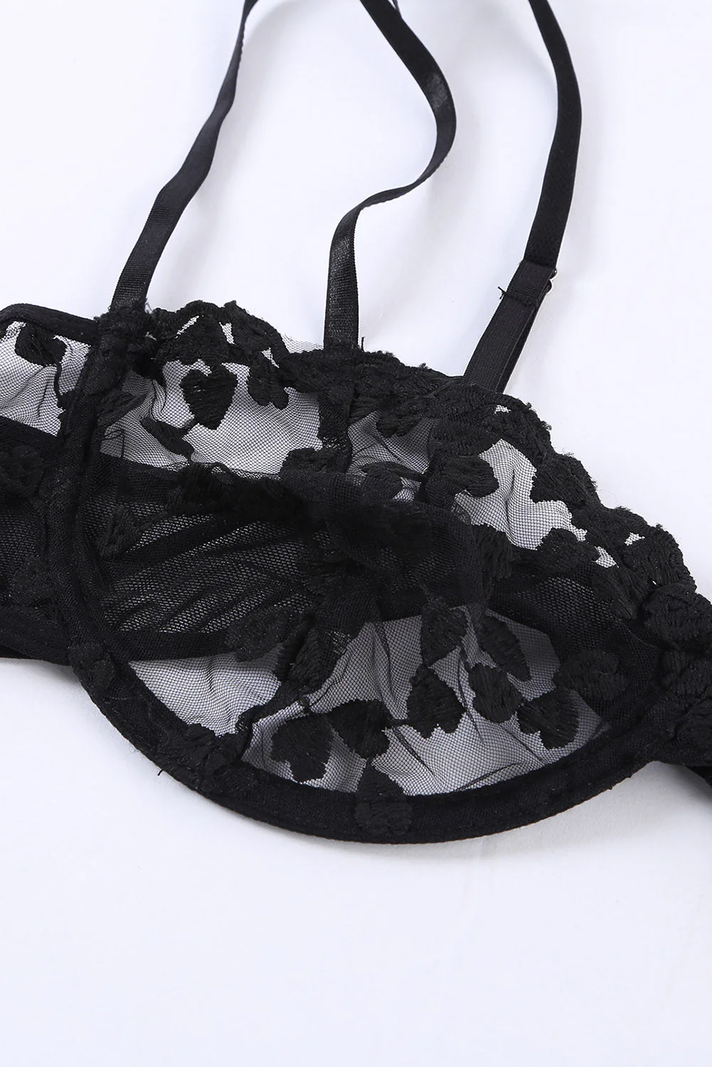 Heart Print Bowknot Decor Bralette Set - Image 15