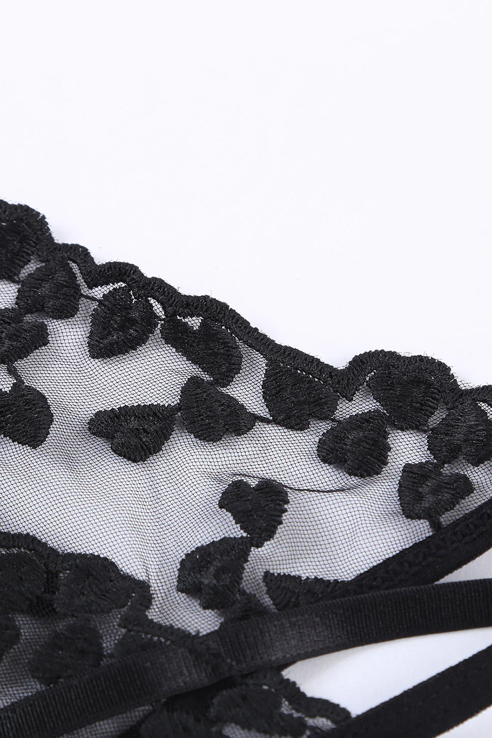 Heart Print Bowknot Decor Bralette Set - Image 19