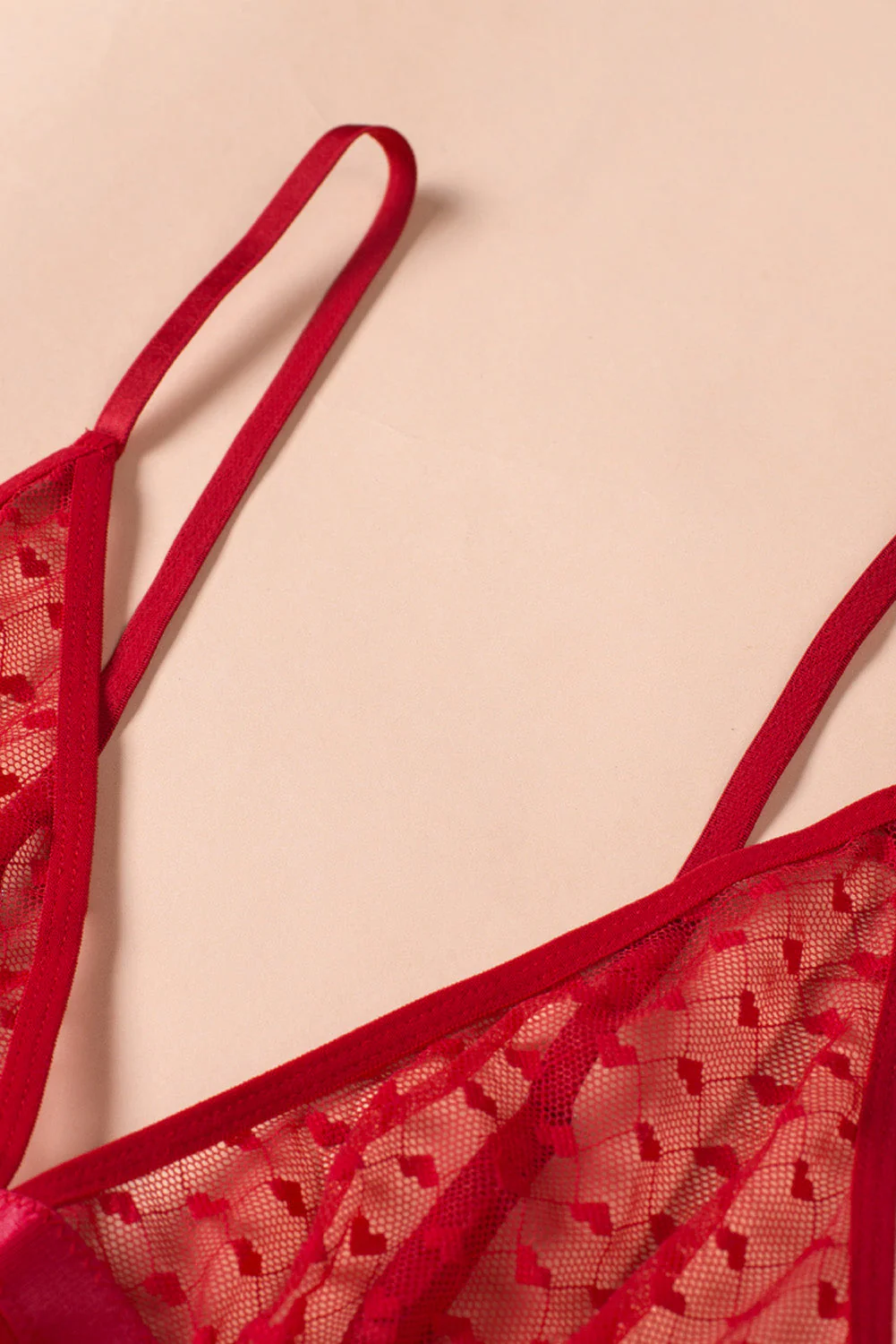 Heart-Shape Mesh Cut-Out Babydoll With Thong - Image 28