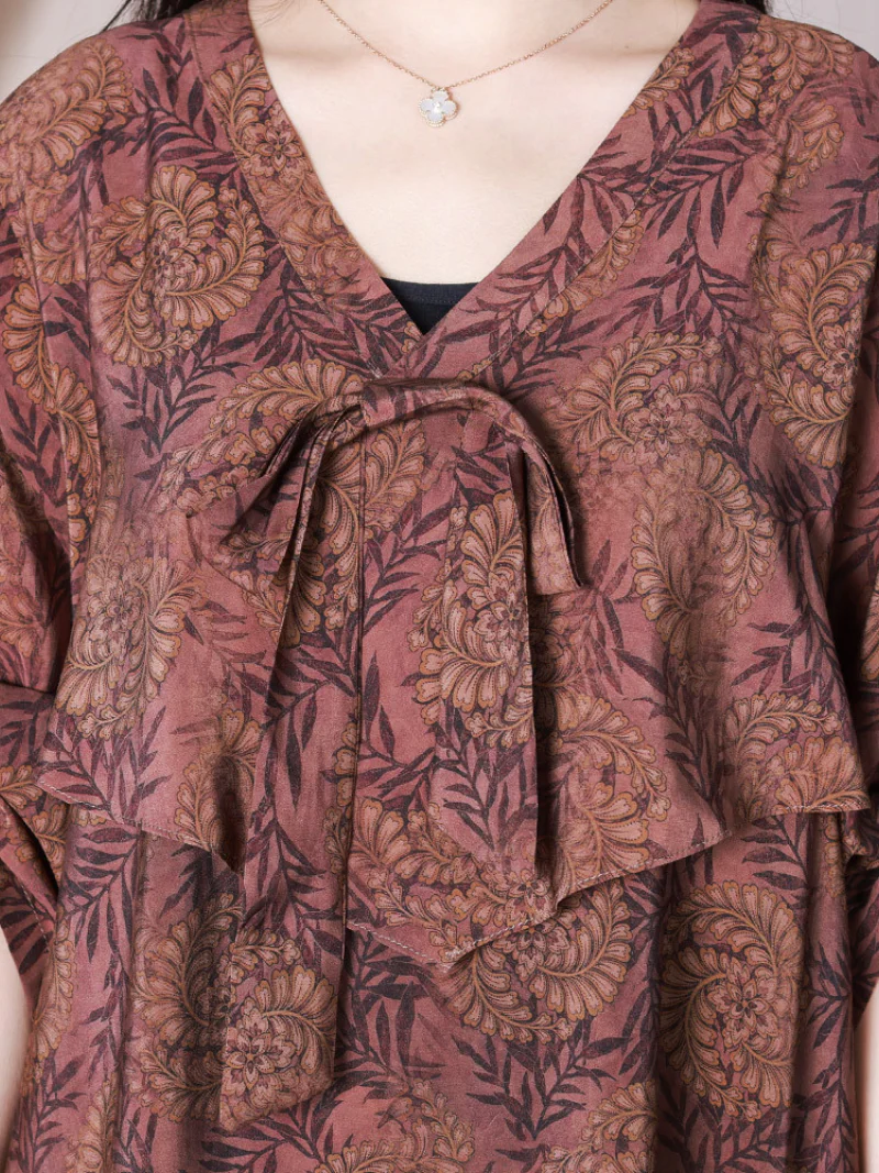 Here's looking V-neck Loose A-line Dress - Image 3