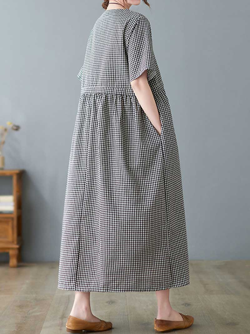 Hey Woman Small Plaid Cotton Smock Dress - Image 2
