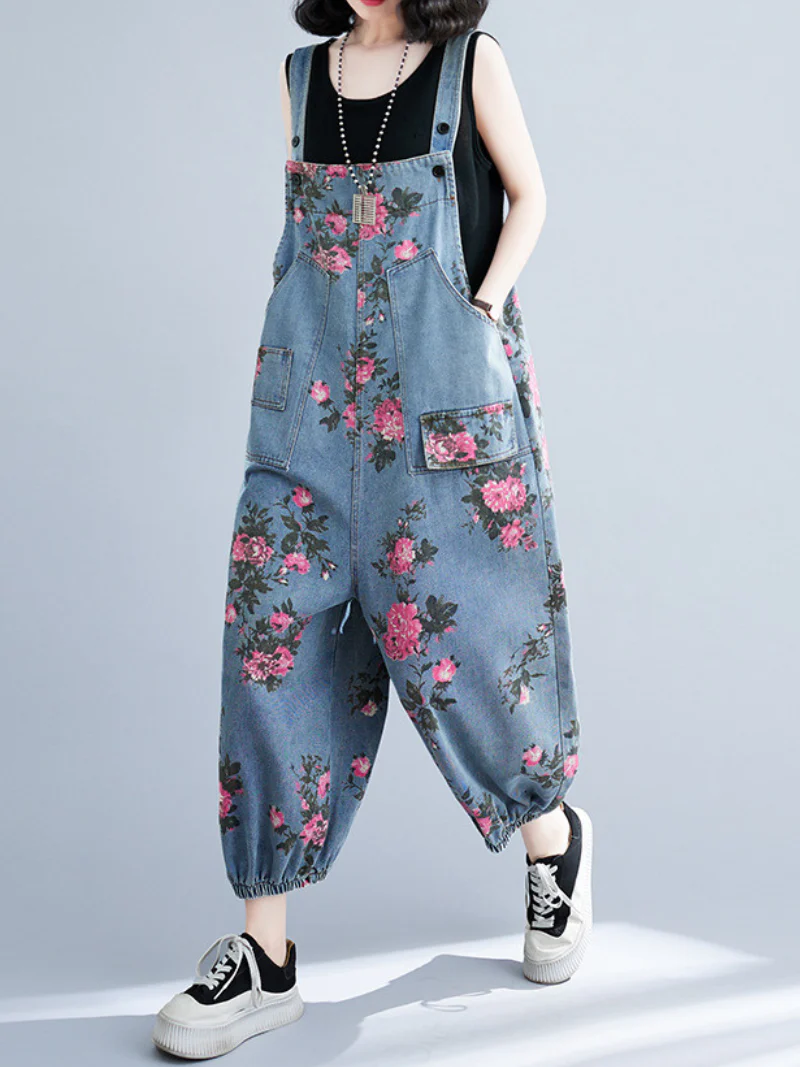 Hey Denim High Waist Loose Baggy Dungarees - Image 3