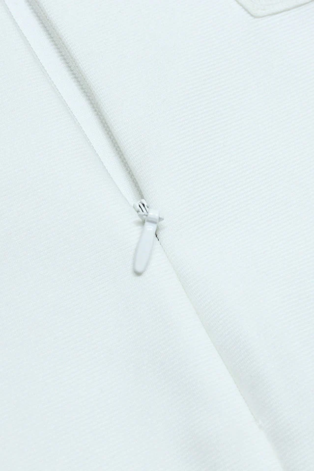 High Neck Cut Out White Dress - Image 10