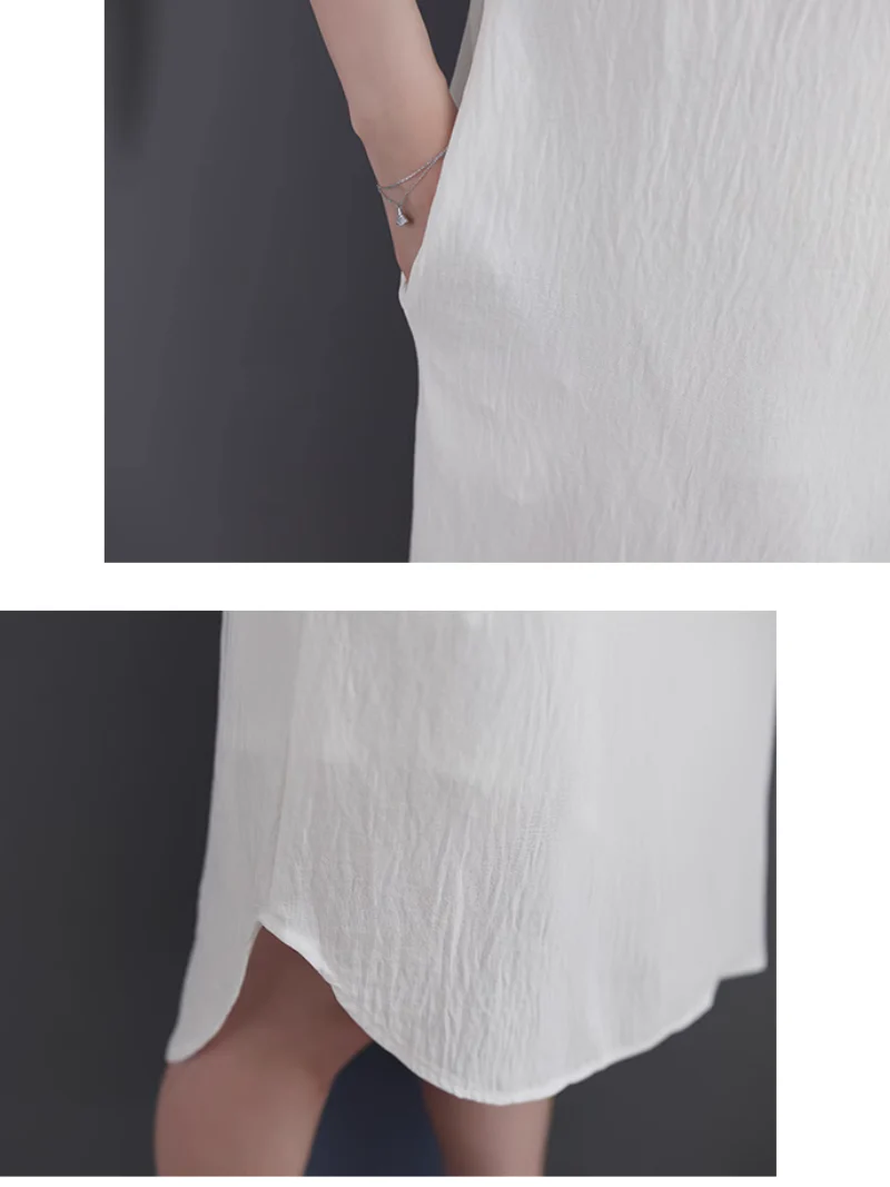 High Quality Solid Color  Shirt Dress - Image 5