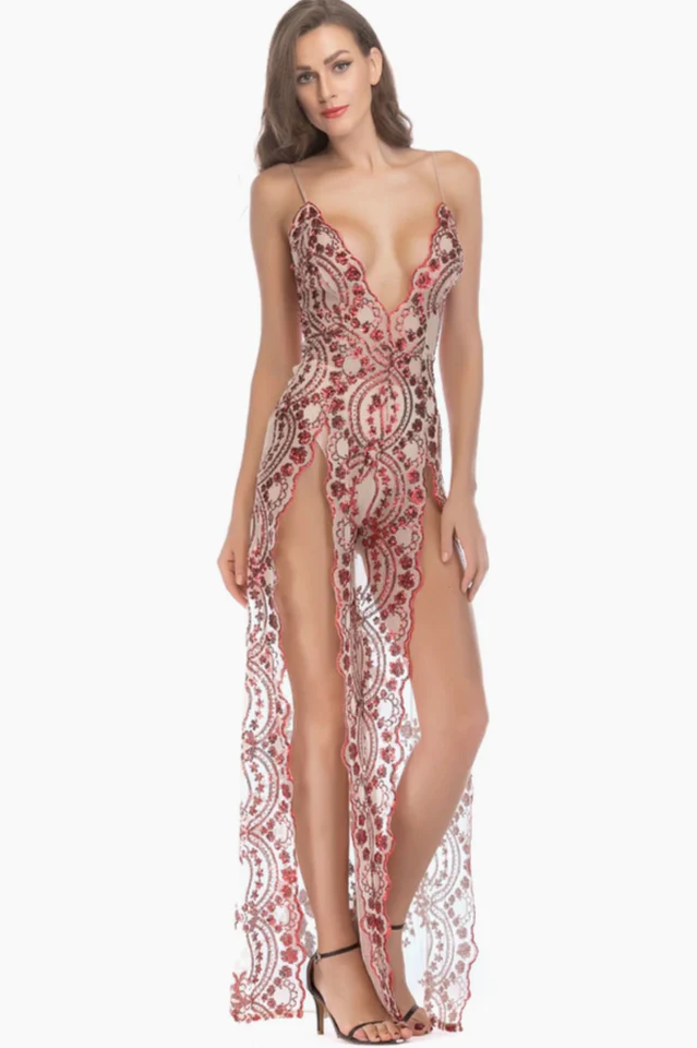 High Slit Backless Boho Cocktail Gown - Image 2