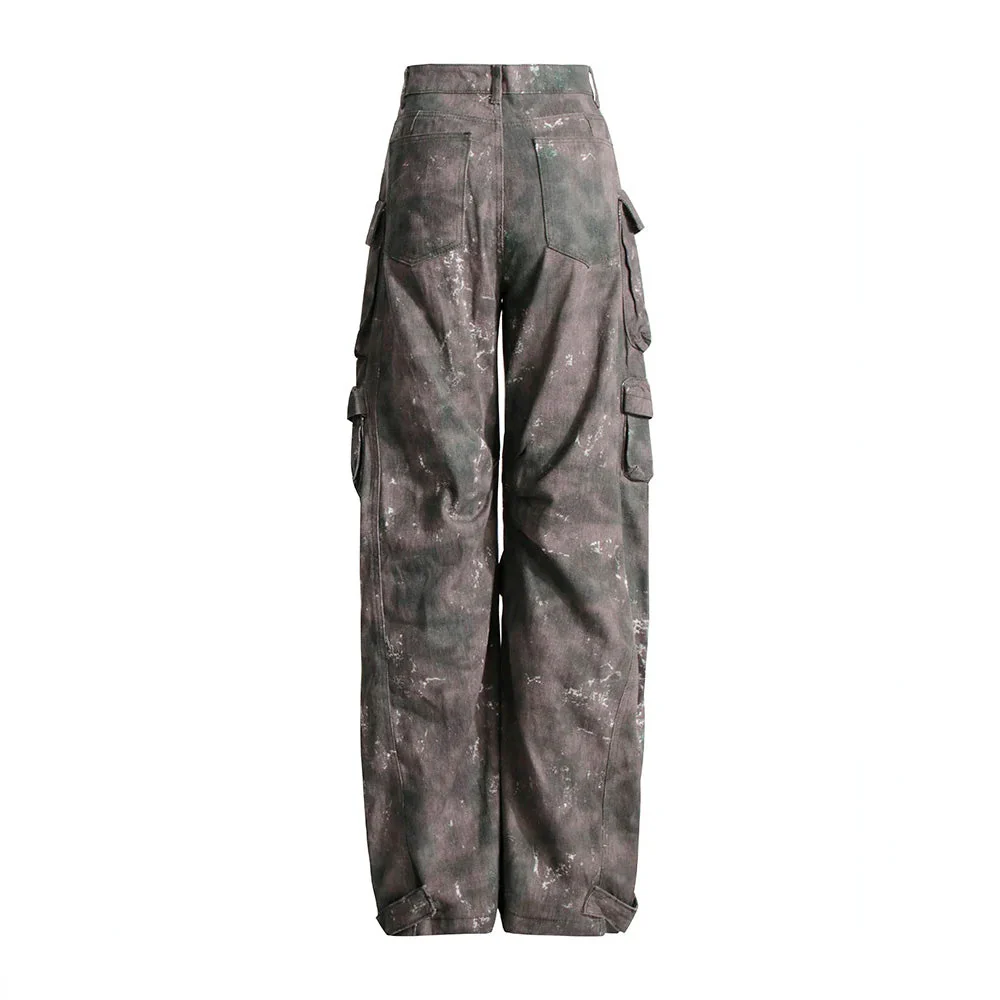 HIGH WaistED CARGO TROUSERS - DARK GREY - Image 3