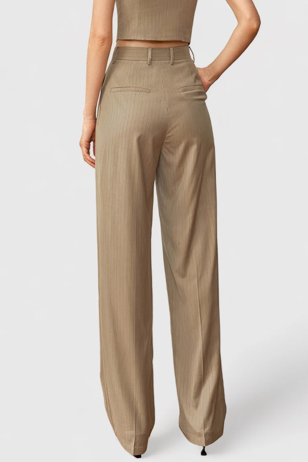 High Waisted Suit Trousers - Brown