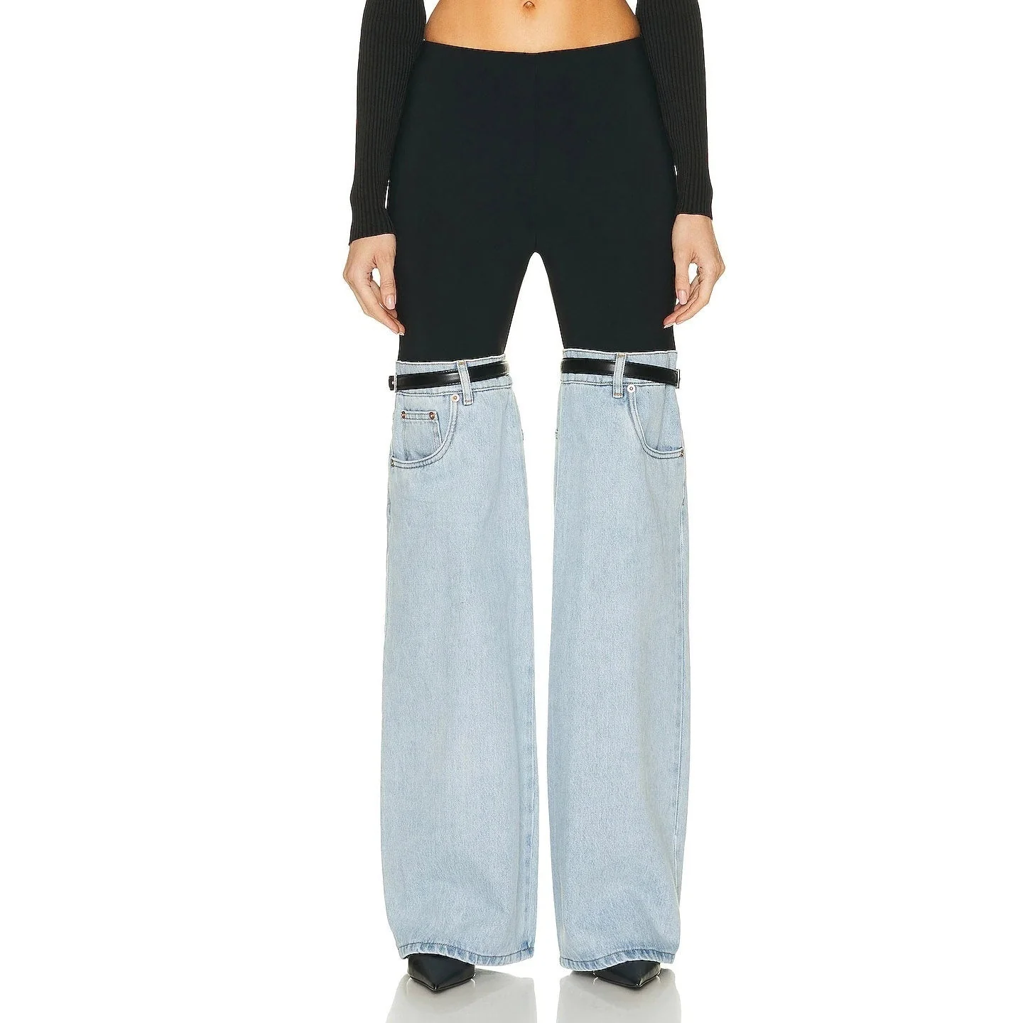 SACHIE KNEES Waist FLARED DENIM PANTS - Image 2