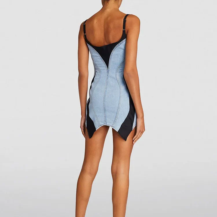 PATCHWORK LIGHT BLUE Mini Dress - Image 2