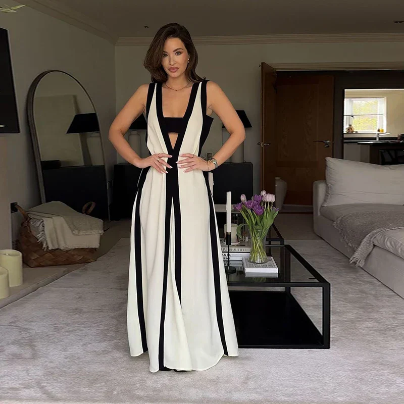 MAXI PUFF V NECK SleeveLESS Dress
