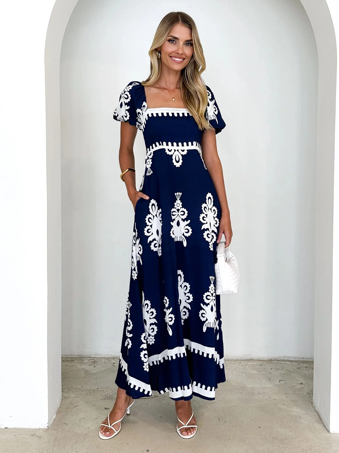 Holiday Style Printed Beach Dress - Image 2