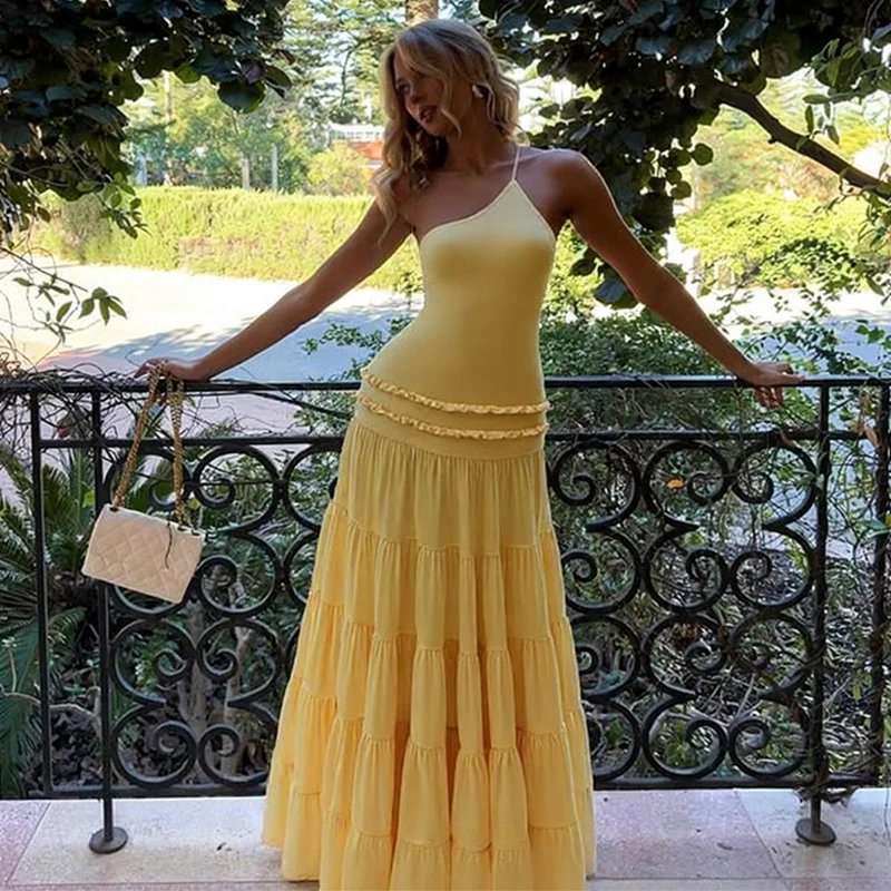 Hollow Back Tie Multi-Layered Maxi Dress - Image 2