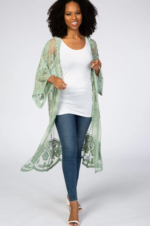 Hollow Out Lace Kimono Cover Up - Image 35