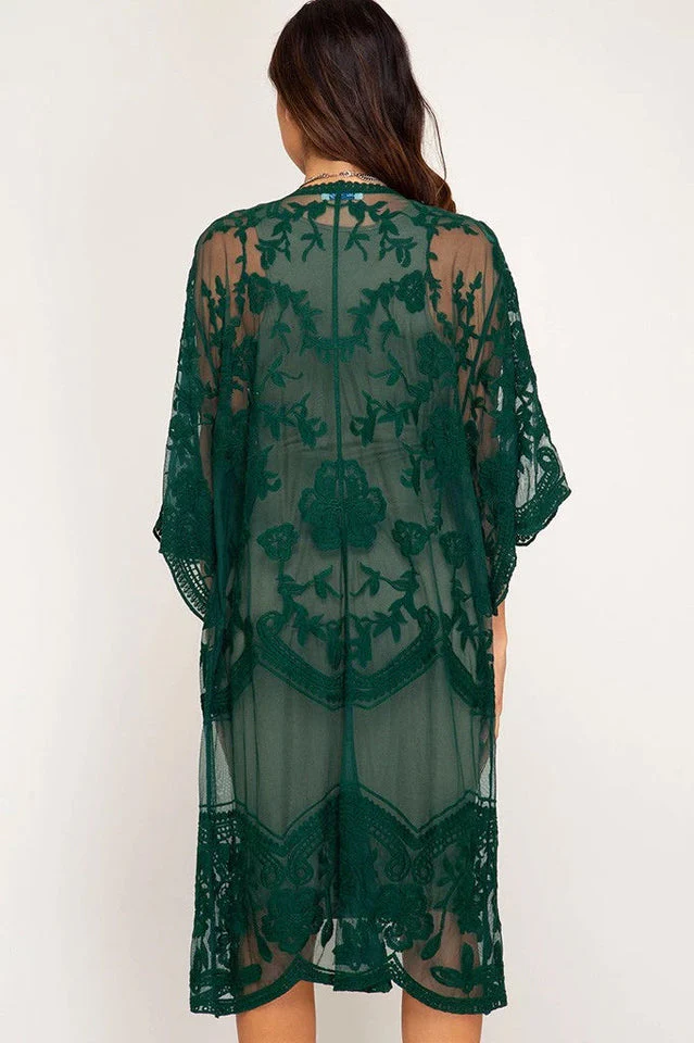 Hollow Out Lace Kimono Cover Up - Image 47