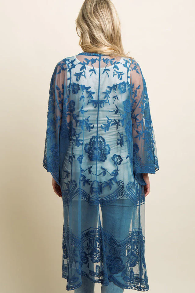 Hollow Out Lace Kimono Cover Up - Image 53