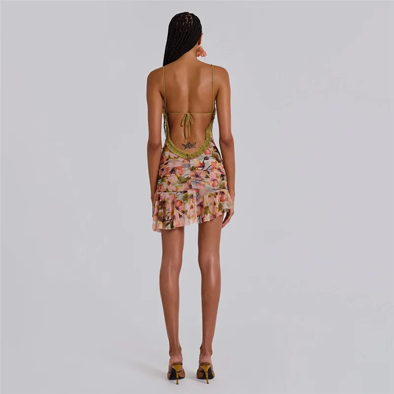 Hollow Out PRINTED Mini Dress - Image 4