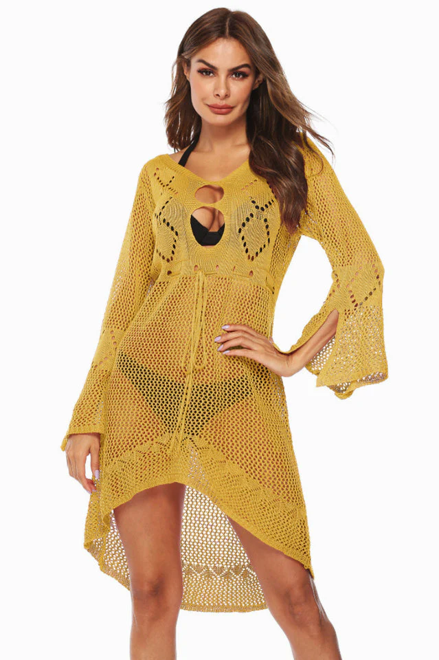 Hollow Out Trumpet Sleeve Cover Up - Image 8