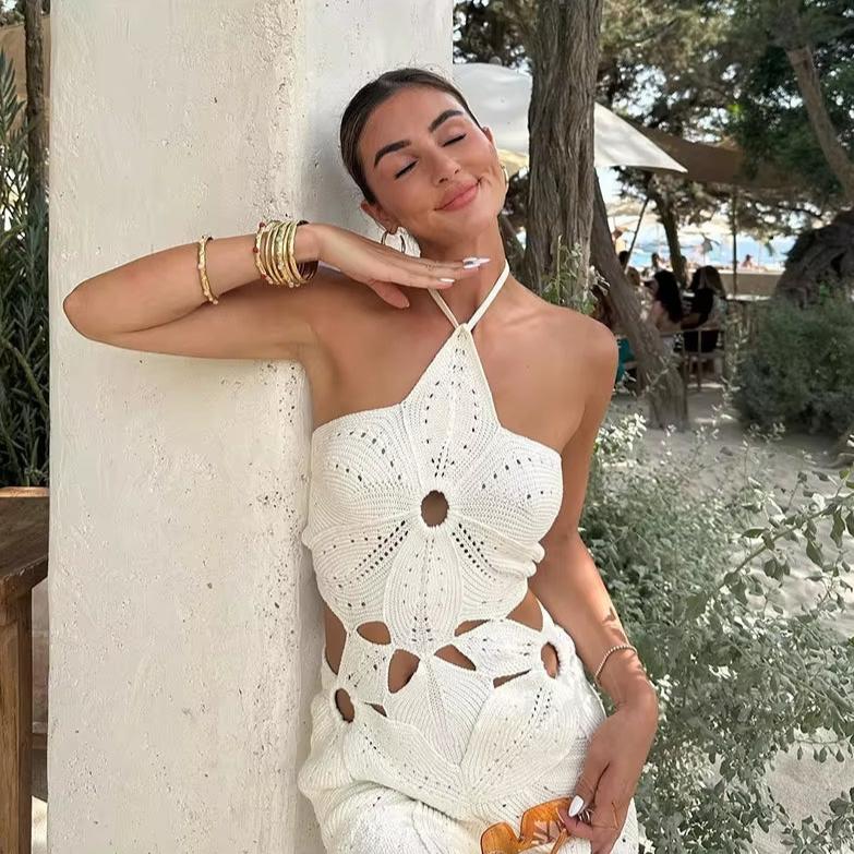 HollowED Out HOOK KNITTED FLORAL BEACH Dress - Image 2
